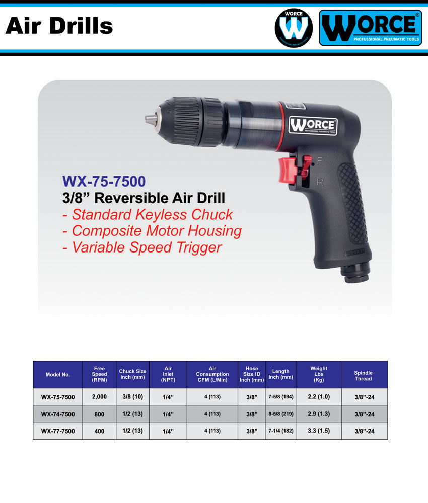 دریل بادی ورث WX-75-7500