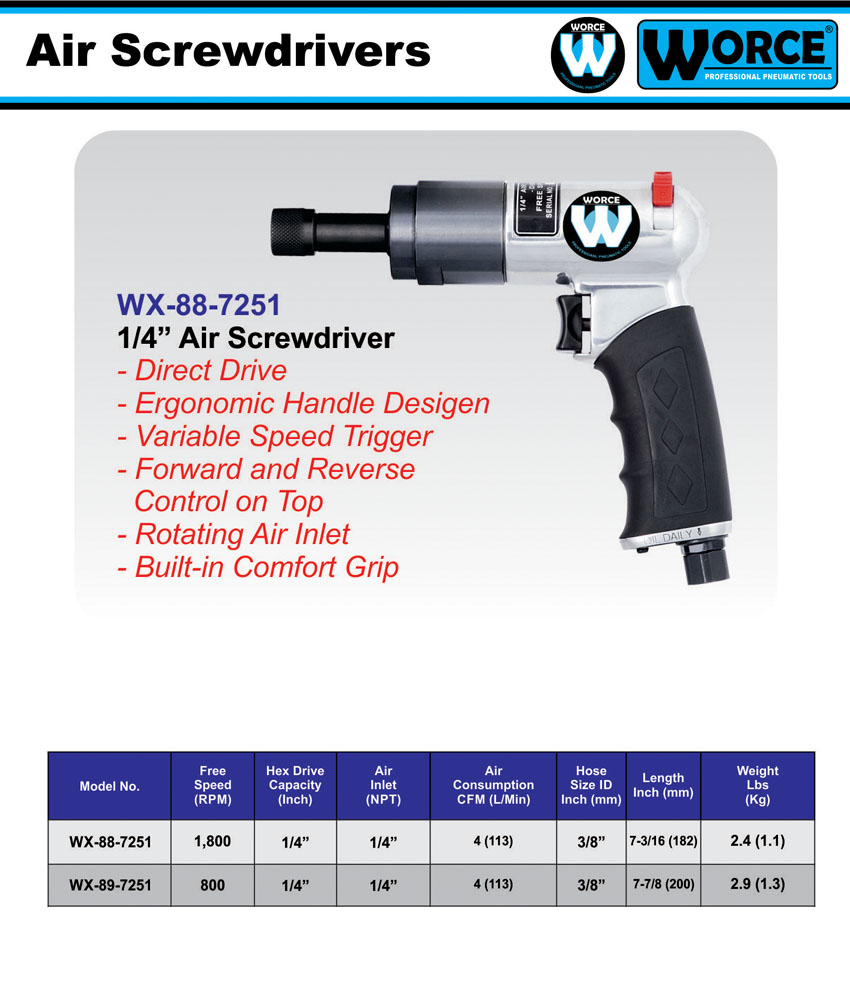 پیچگوشتی بادی ورث WX-88-7251