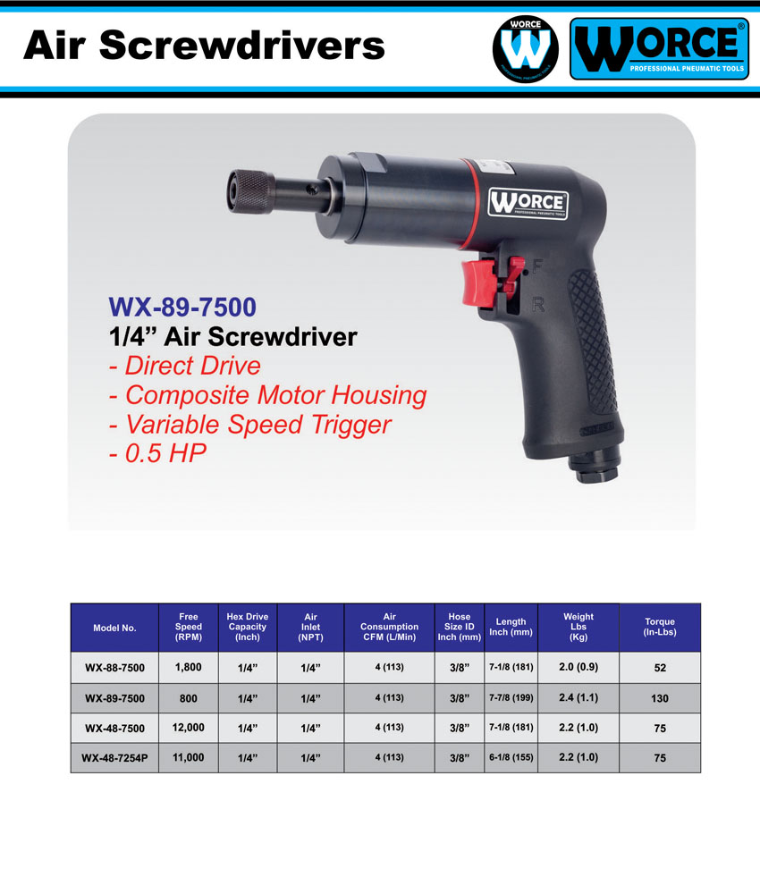 پیچگوشتی بادی ورث WX-89-7500