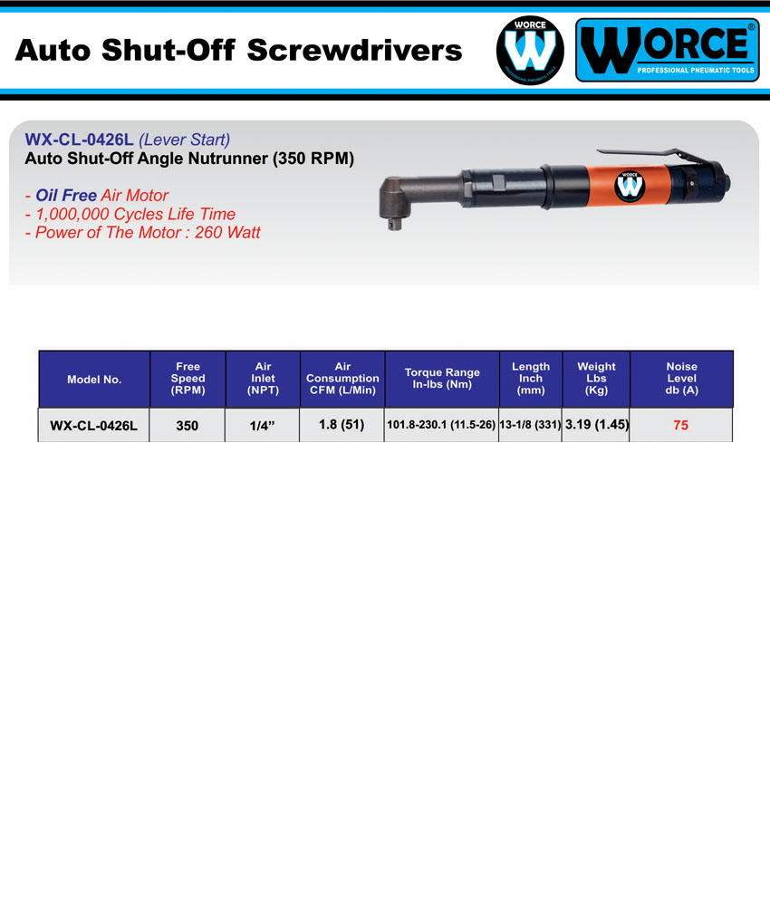 پیچگوشتی مستقیم شاتاف بادی ورث WX-CL-0426L